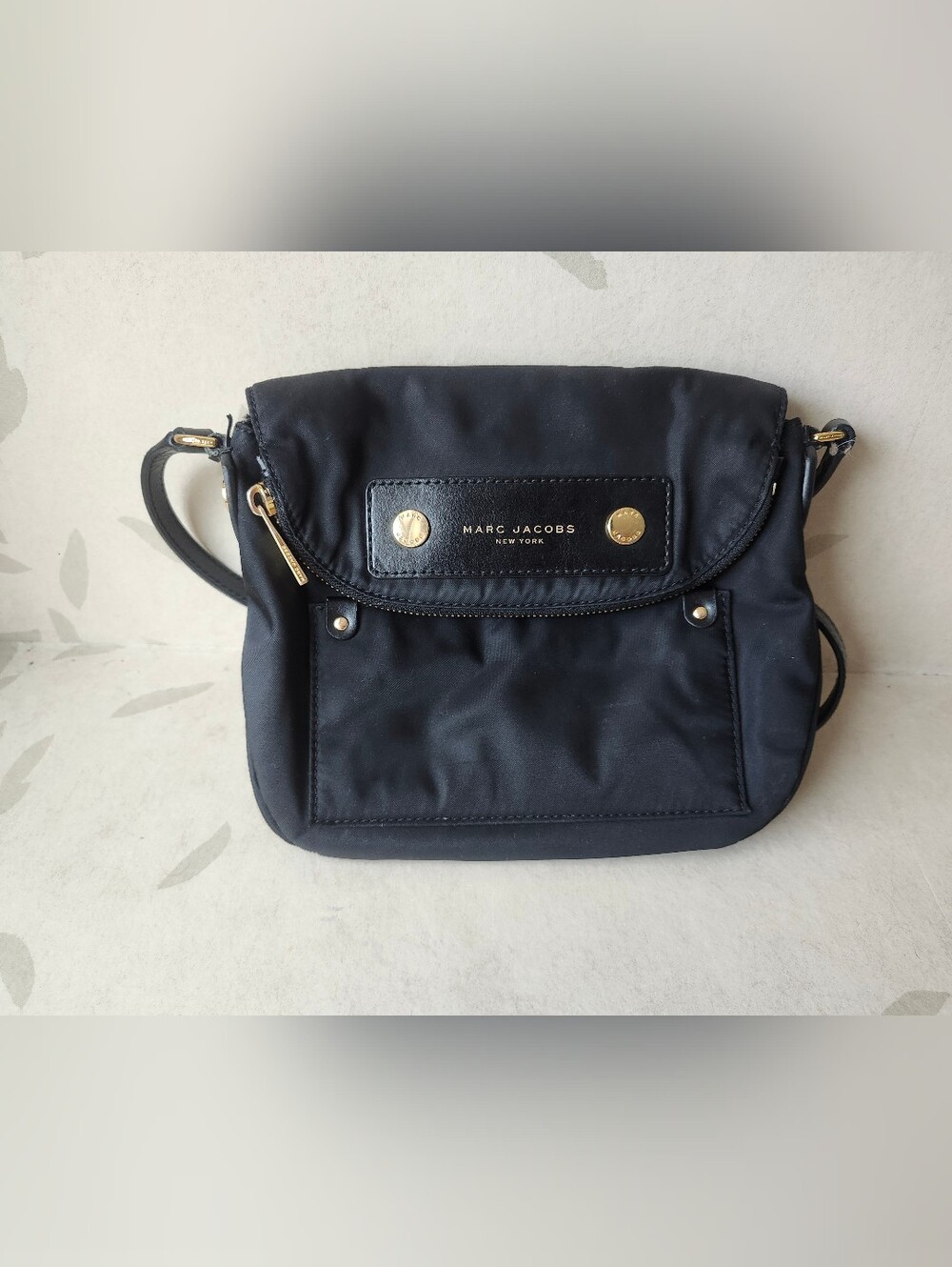 Marc Jacobs Black Nylon Crossbody with Gold Hardware